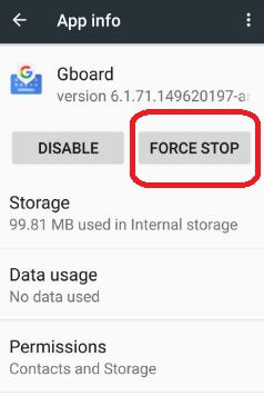 force stop gboard