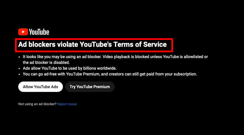Beheben "Werbeblocker verletzen die Nutzungsbedingungen von YouTube