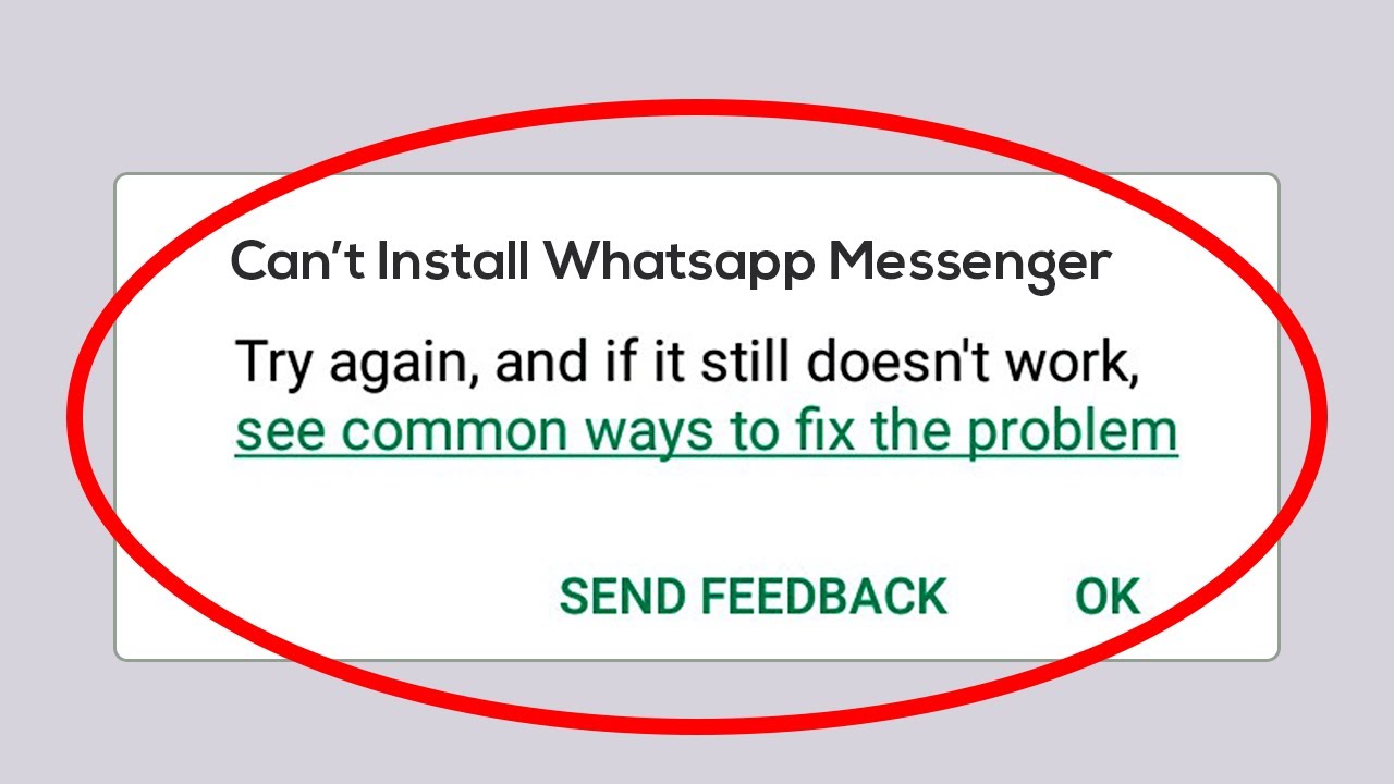 Reparatur "Kann nicht Installieren" WhatsApp Messenger Fehler